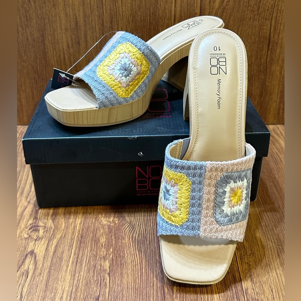 Crochet heel slip on sandals memory foam insole sz 10 NIB